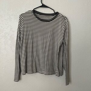 LOFT green and white striped top